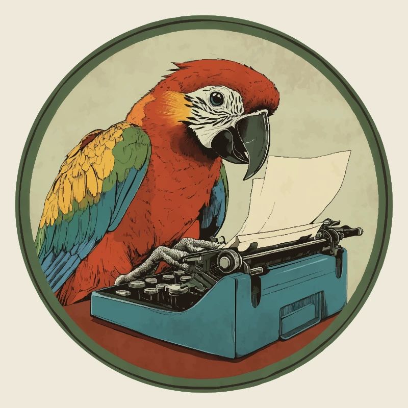Parrot with typewriter – Feather-light and creative