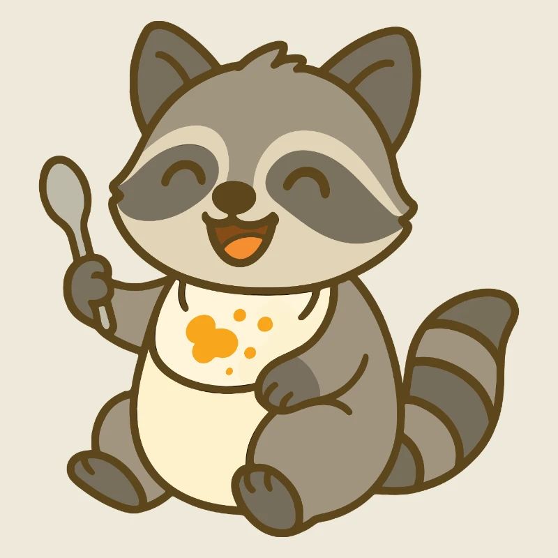 Futtern mit Waschbärbaby