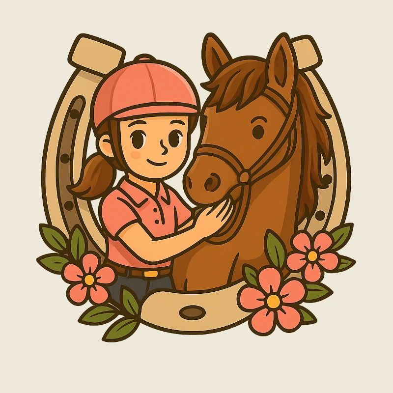 Petite cavalière et son cheval mignon