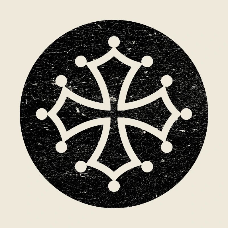 Cathar cross in black circle - Occitan symbol
