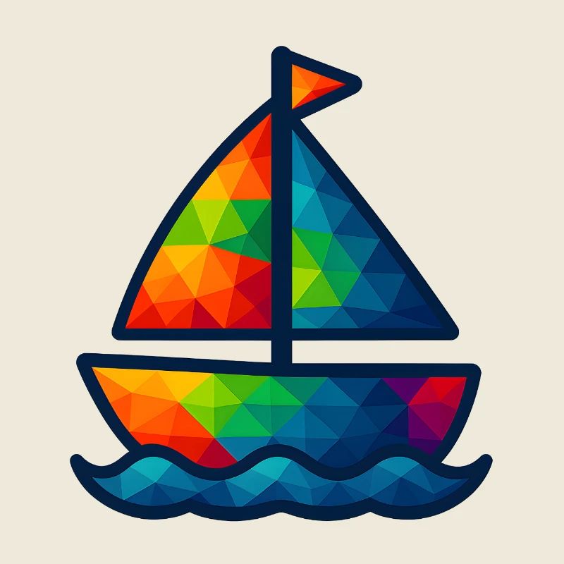 WPAP Polygon Kawaii Style Baby Sailboat