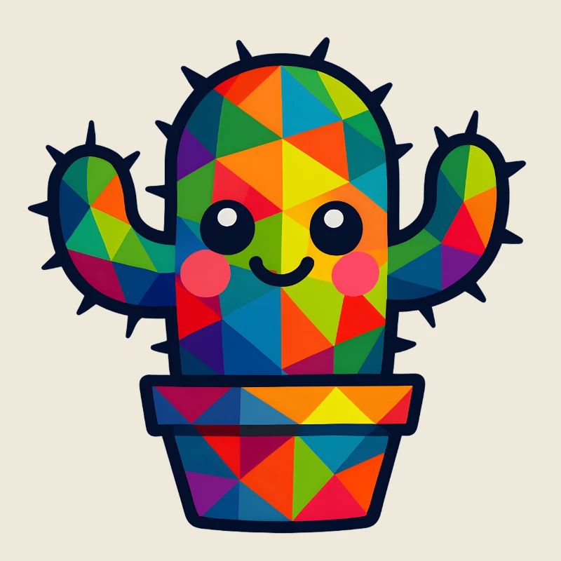 WPAP polygone Kawaii Style bébé cactus dans un pot de fleurs