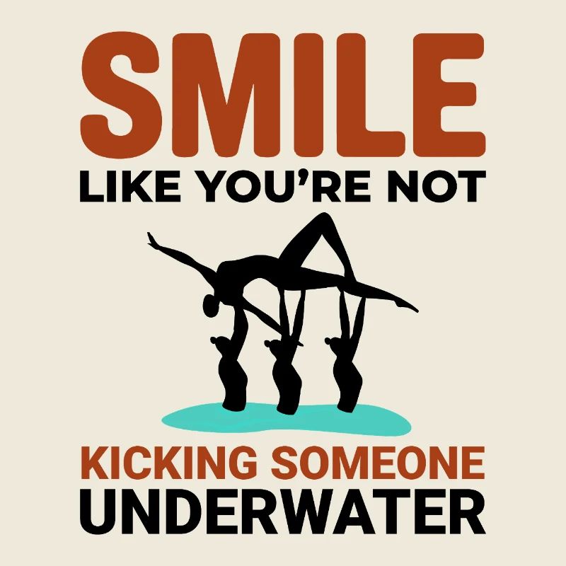 Synchronized Swimming Kicking Underwater Smile