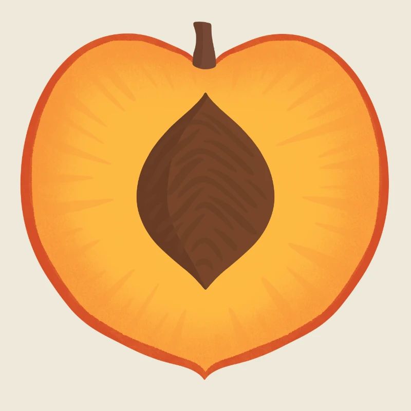 Lebendiger Pfirsich mit Samendetail