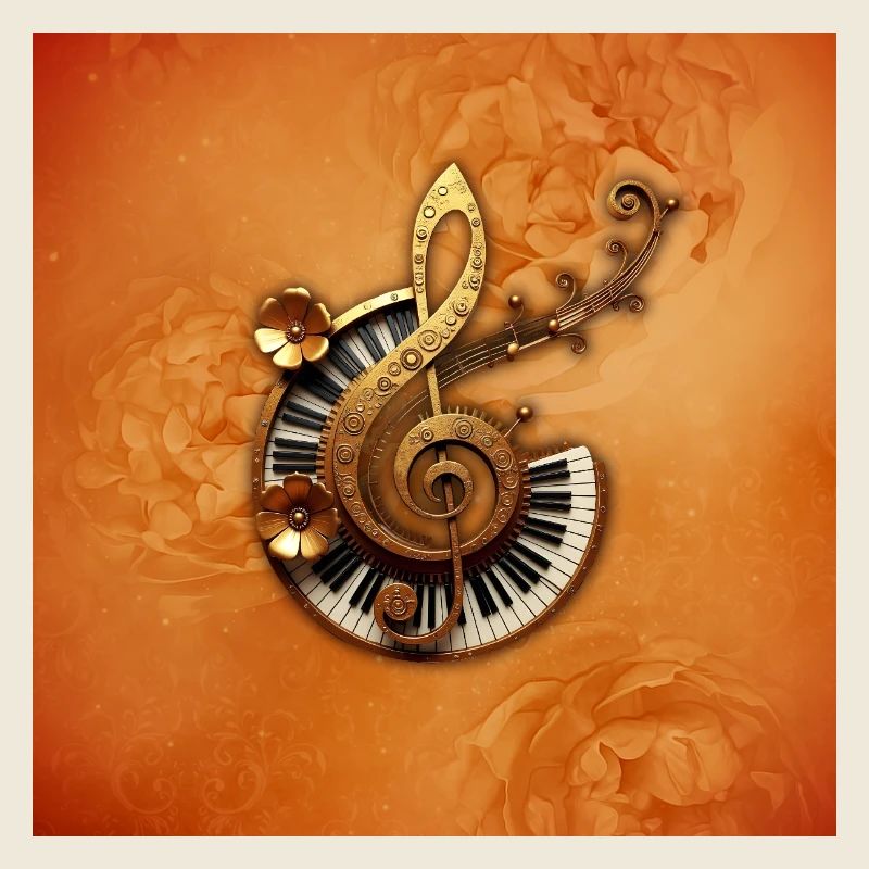 Abstract Musical Style with Florals