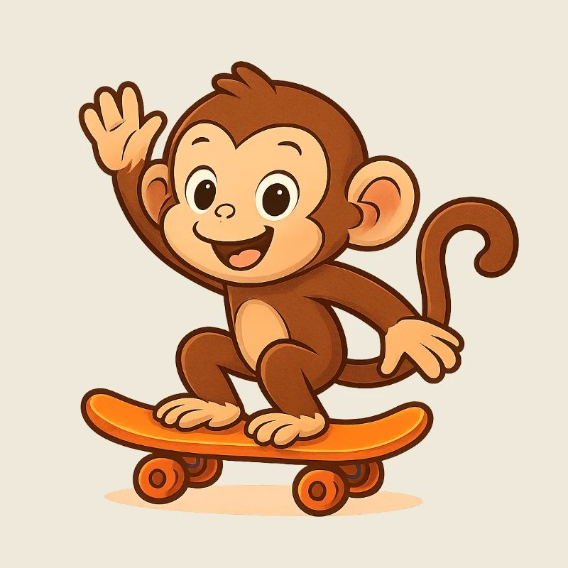 Playful monkey on skateboard