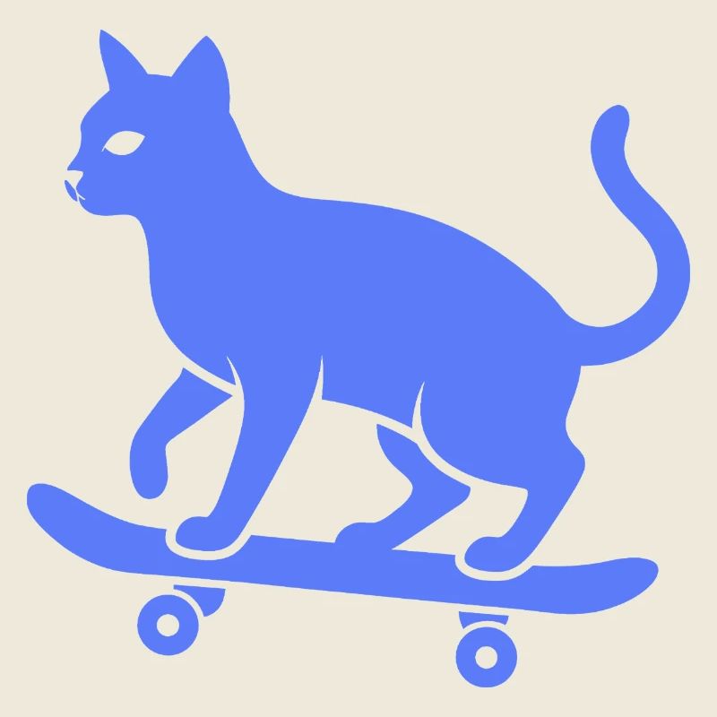 Cool Cat Skateboarder Silhouette Minimaliste