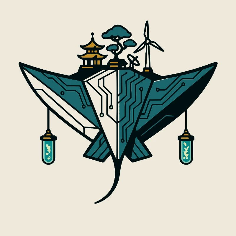 Solarpunk-Manta – Tech-Insel