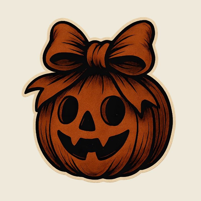 Spooky pumpkin with bow