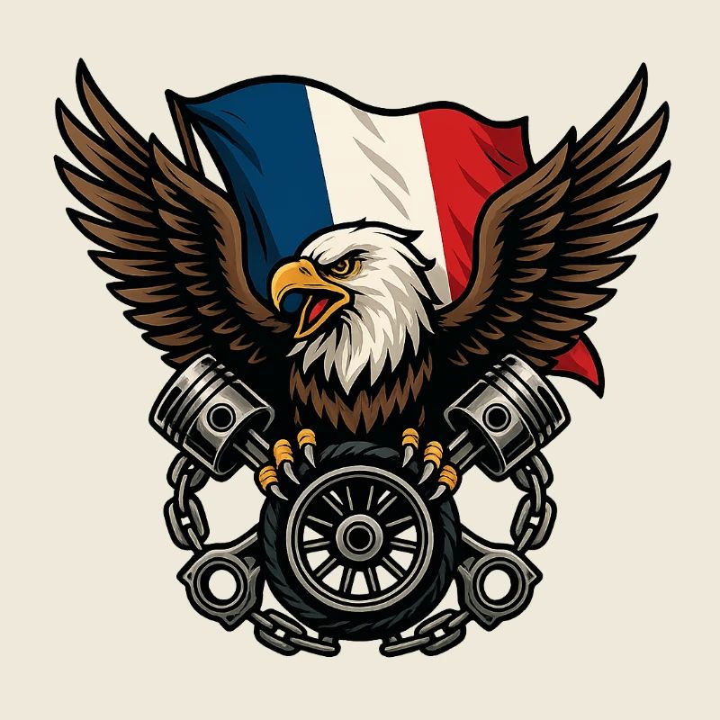 Aigle français avec drapeau 