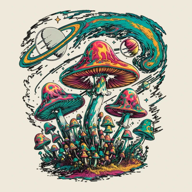 Psychedelic Cosmic Mushrooms Artwork