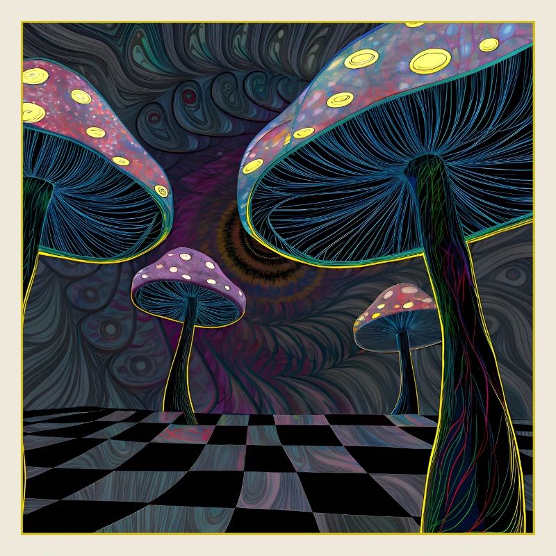 Psychedelic Mushroom Forest Scene