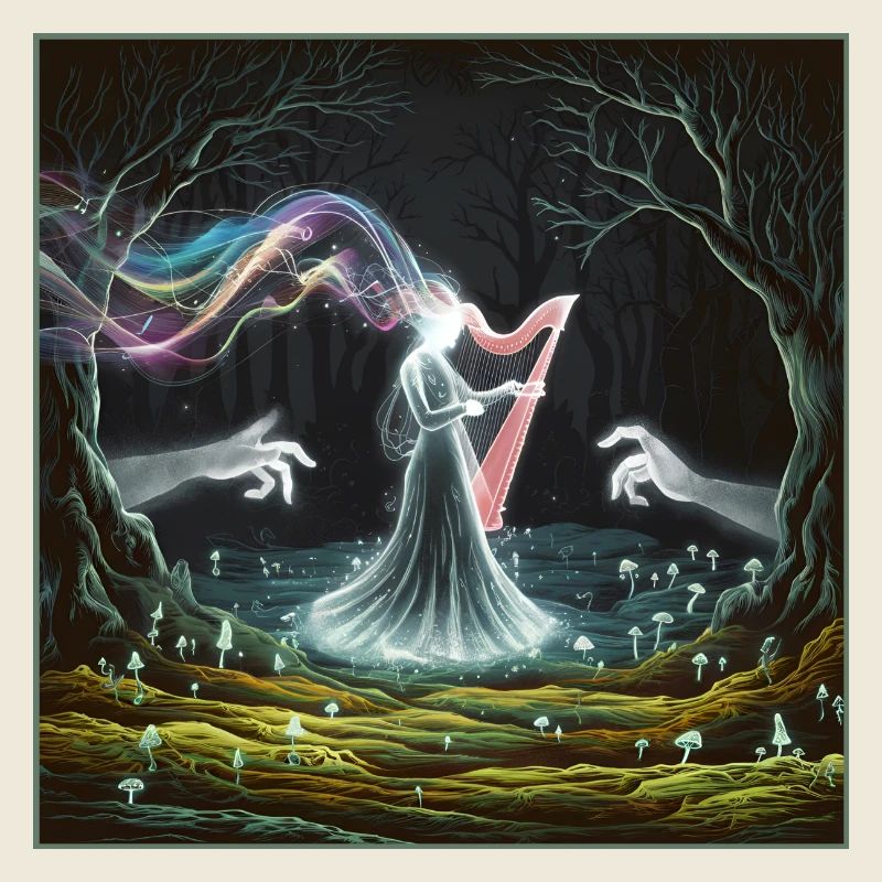 Conception de la sorcière de la harpe de la forêt enchantée