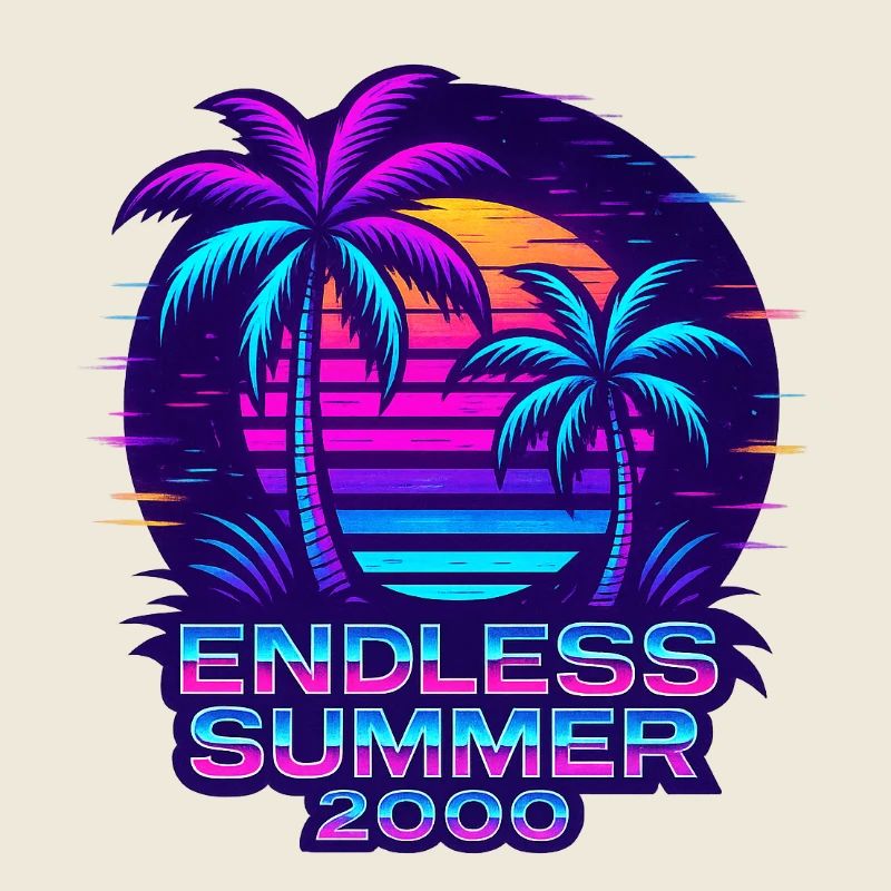 Neon Sunset Palm Trees Design