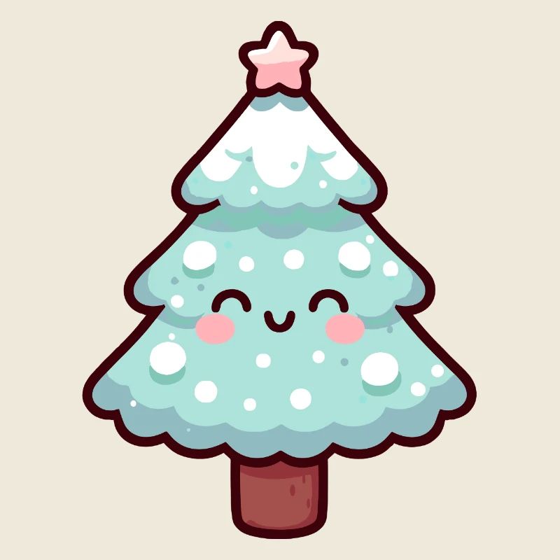 Conception d’arbre de Noël enneigé kawaii