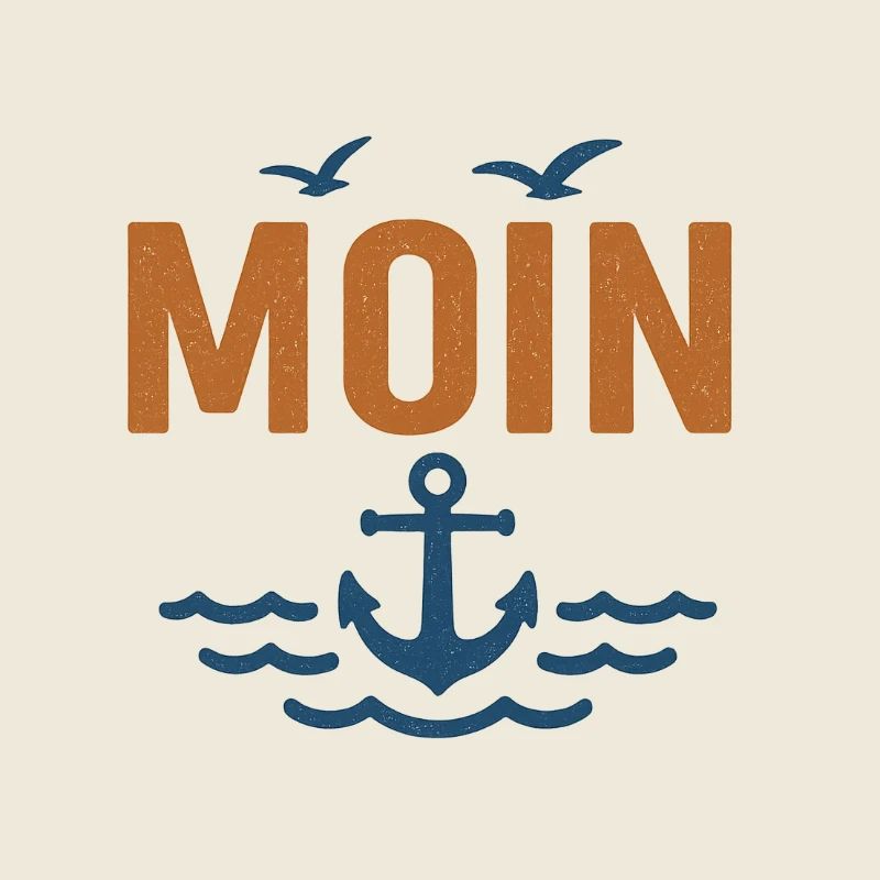 Conception de moin maritime avec ancre et oiseaux