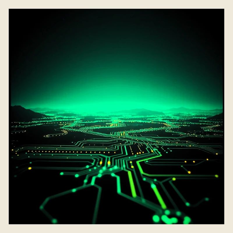 Neon Tech City Skyline