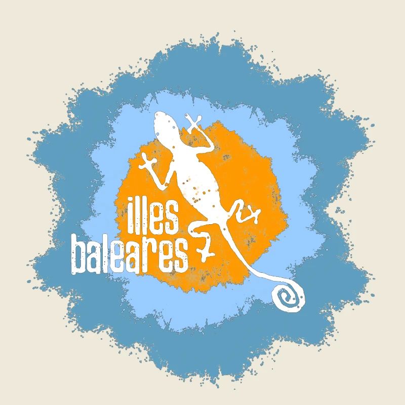 Lizard mit Inselmotiv und Textdesign