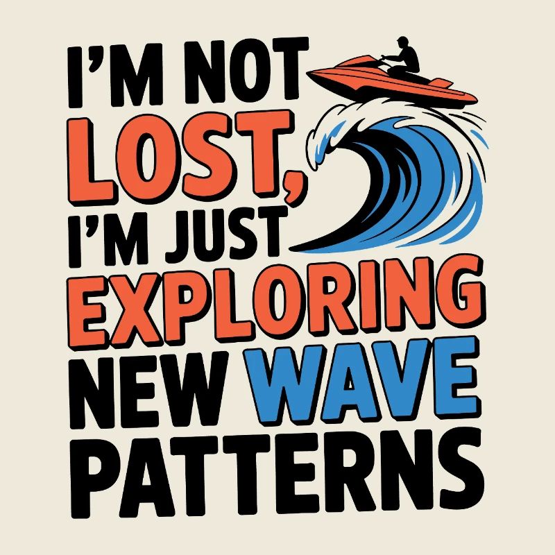 Drôle de jet ski perdu explorant les vagues