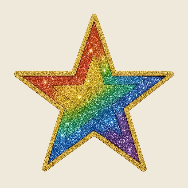 Regenbogen-Glitzer-Stern-Patch-Design
