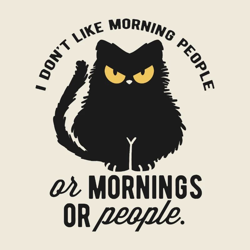 Chat avec insatisfaction matinale et citations