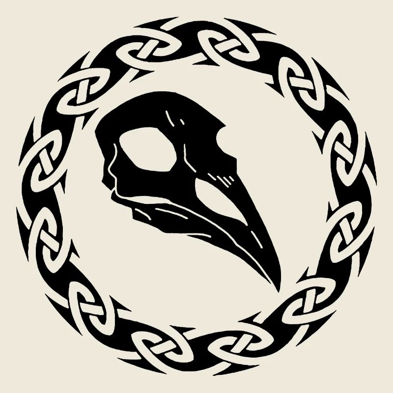 Schwarzer Wikinger Rabe Schädel