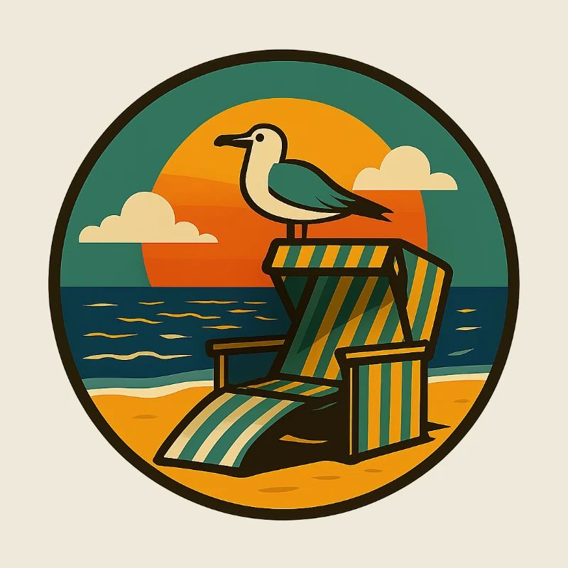 Strandkorb Design mit Möwe