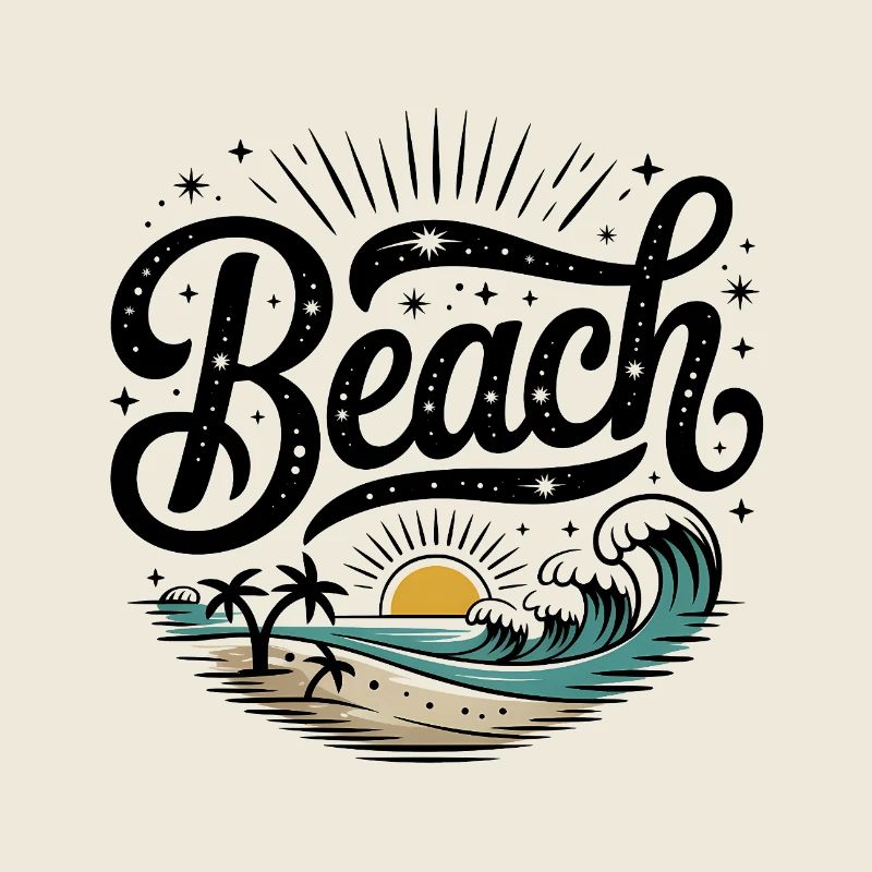Beach - Cool Surfer Logo