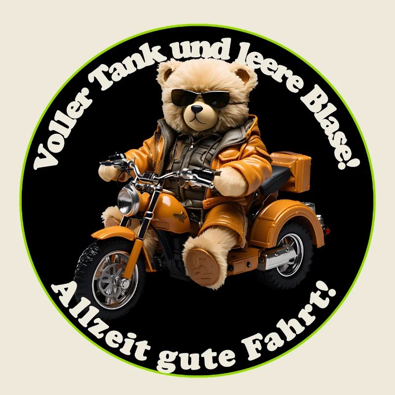 Cute bear on motorcycle with sunglasses