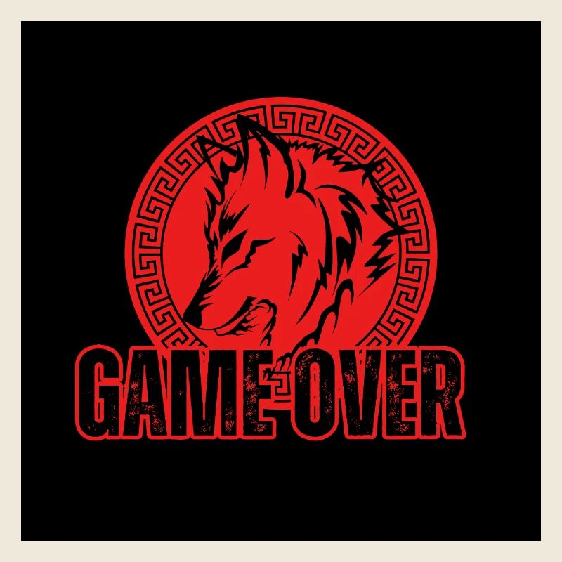 Aggressiver Roter Wolf "Game Over"