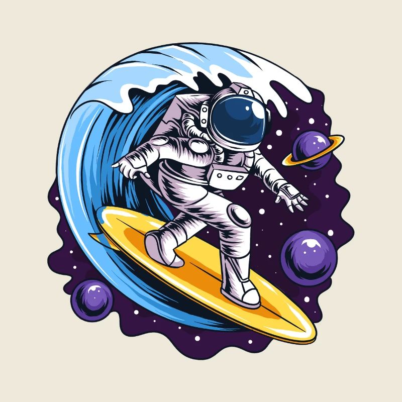 Astronaute de l’espace sur des planches de surf