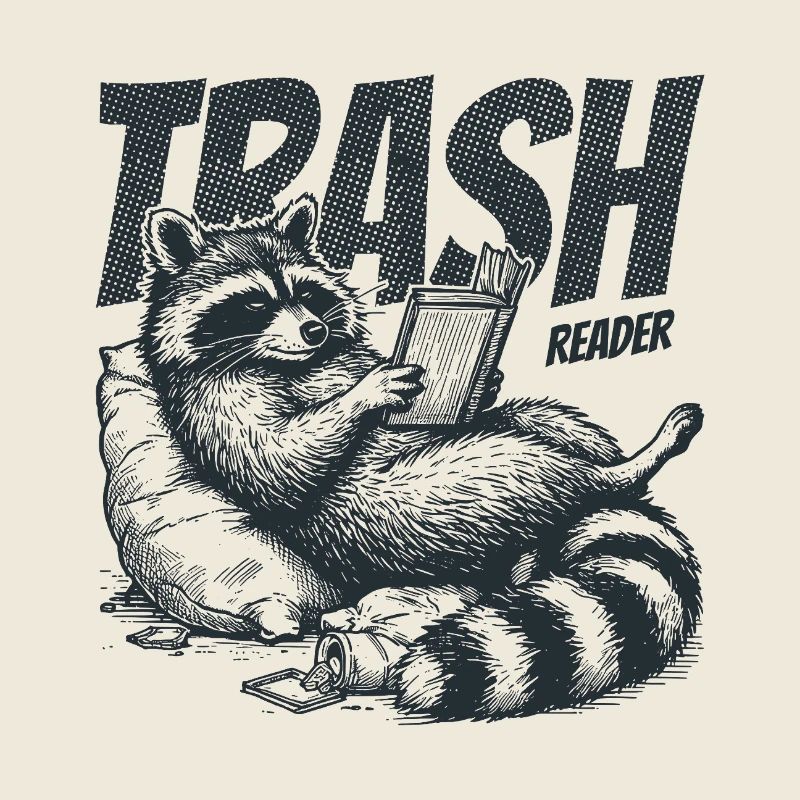 Trash Reader Funny Raccoon Bookworm Retro
