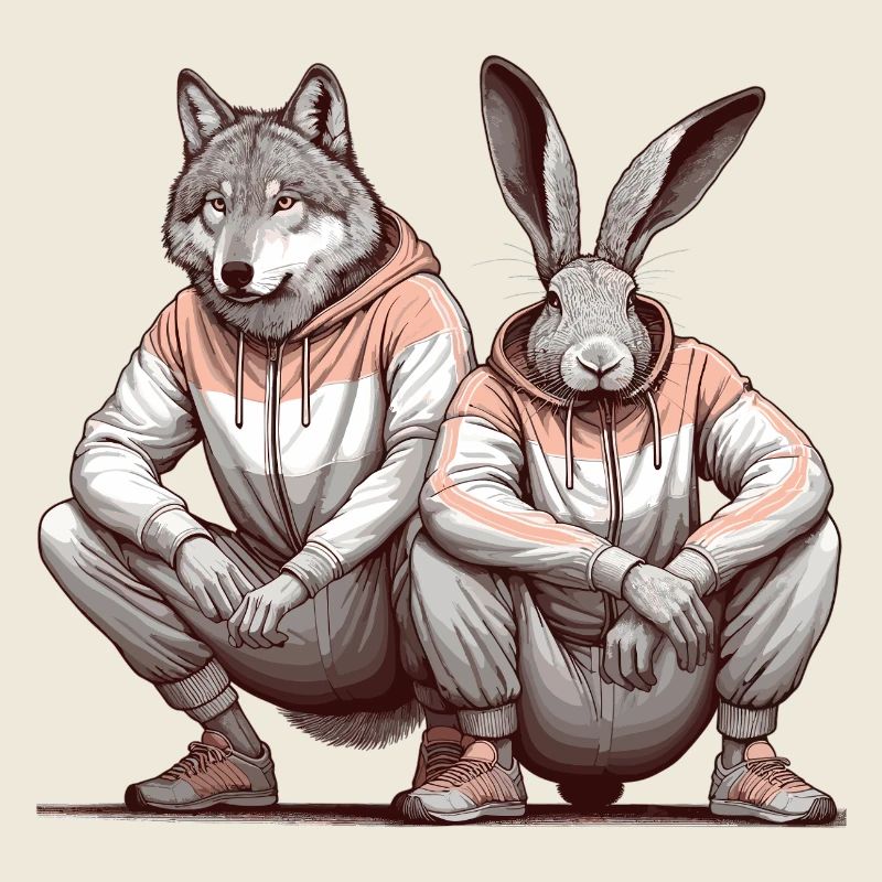 Slavic Squat Russian Squat Hare and Wolf Gift