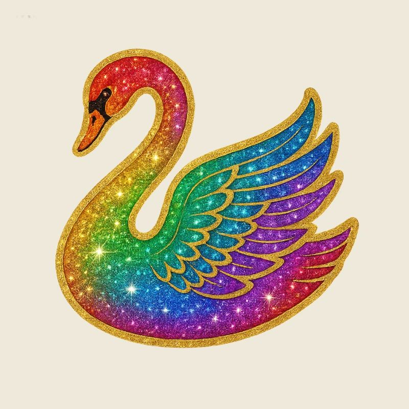 Regenbogen Glitzer Schwan