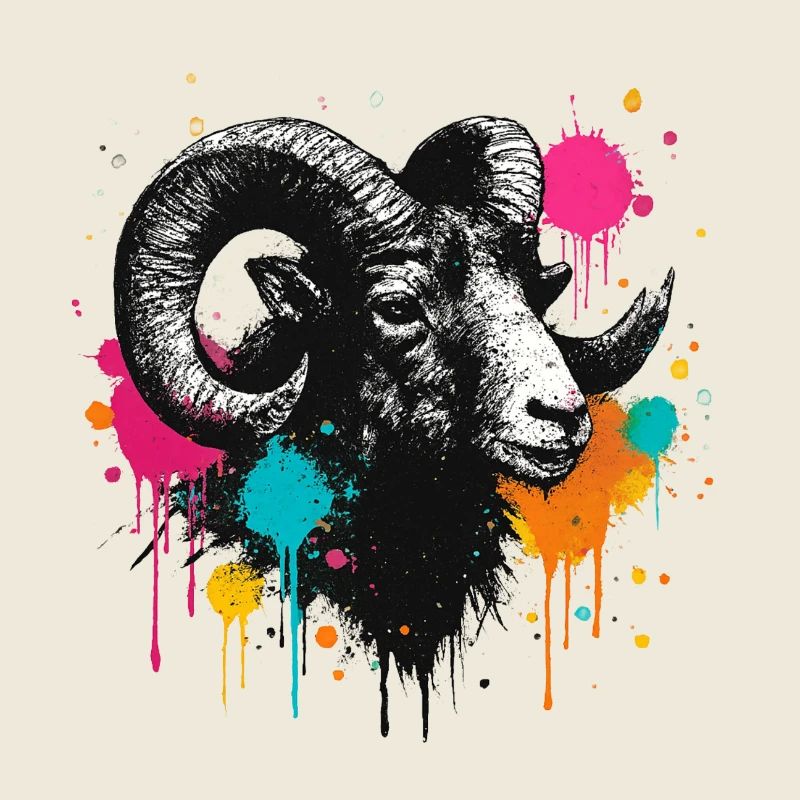 Widderkopf Graffiti Farbexplosion