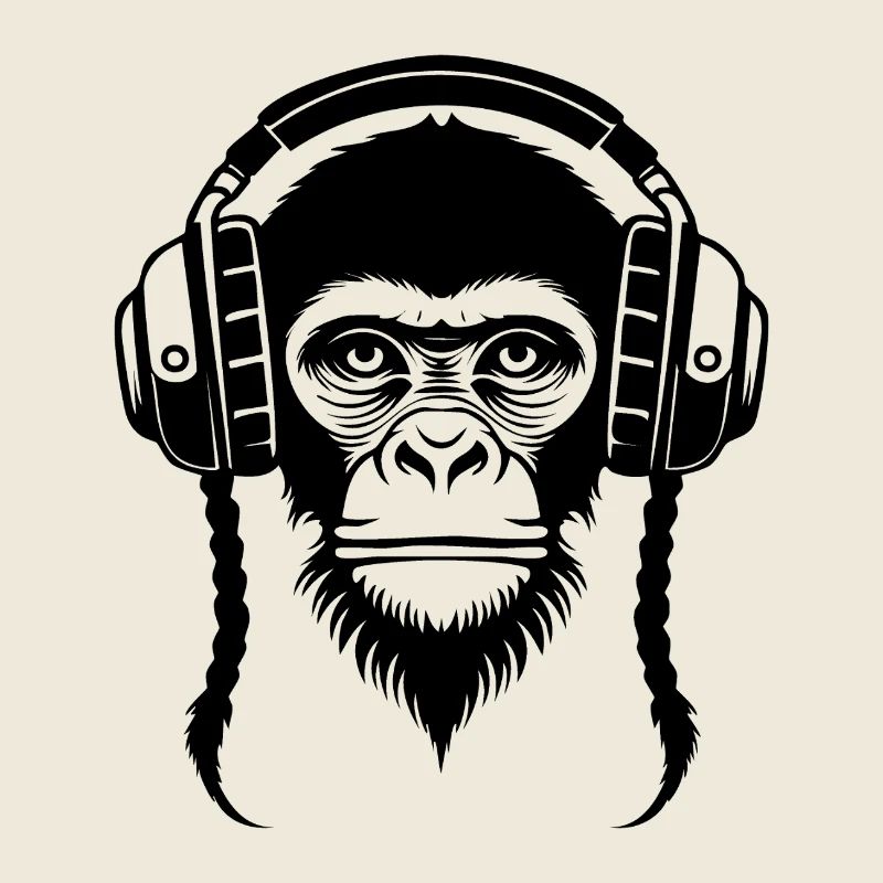 Chemise Sketch Monkey Head Line Art Edition