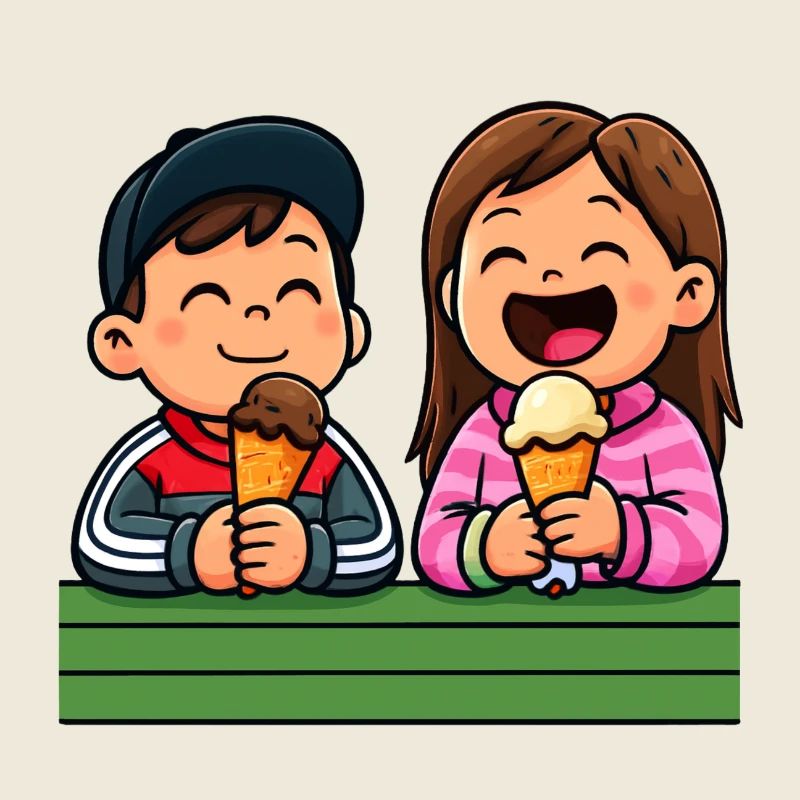 Fröhliche Eiscreme Freunde