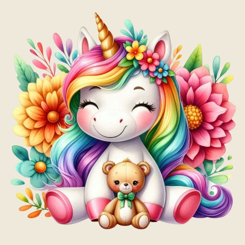 Regenbogen Einhorn Blumentraum