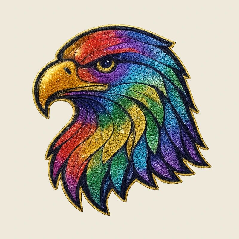 Regenbogen Adler Kopf Patch