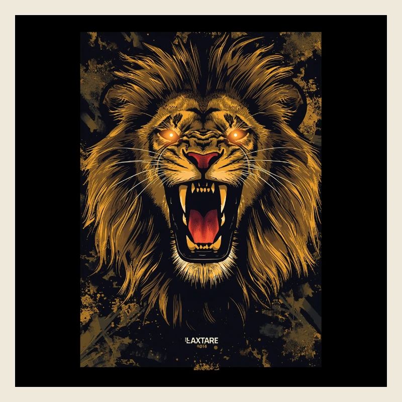 Conception d’affiche du lion doré rugissant
