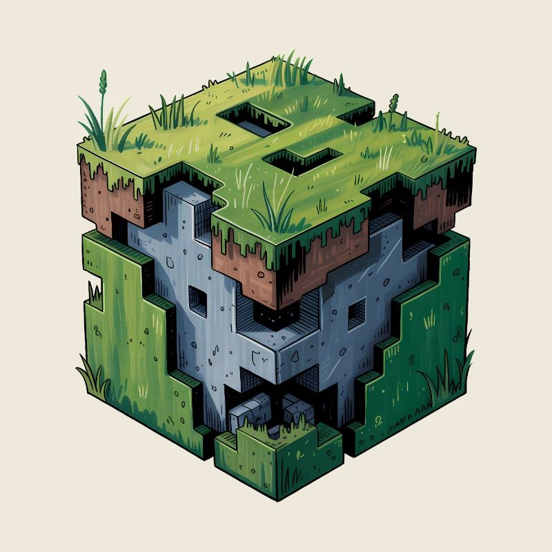 Dirt Block – Cooles Low-Poly-Logo