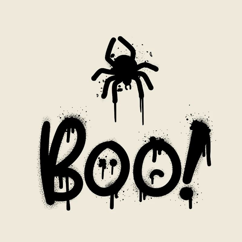 Composition noire avec araignée peinte avec du sprey