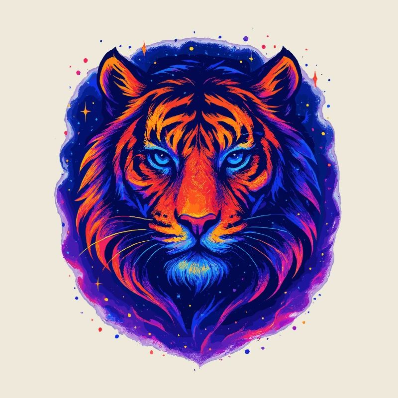 Neon Tiger Kunst Design – Wilder Blick