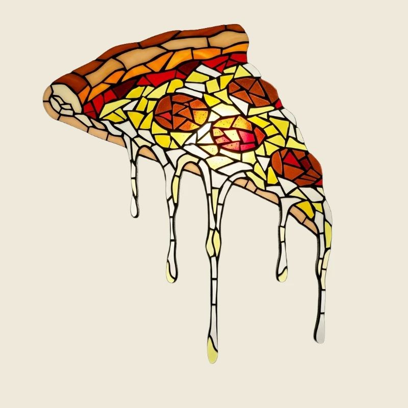 Pizza Mosaic: Artistic Stained Glass Design