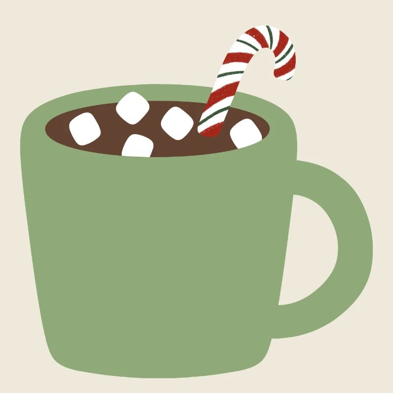 Green Mug Cocoa with Candy Cane