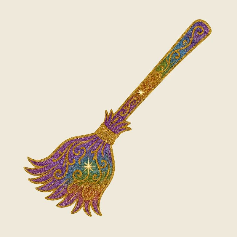 Rainbow Glitter Broom Magic