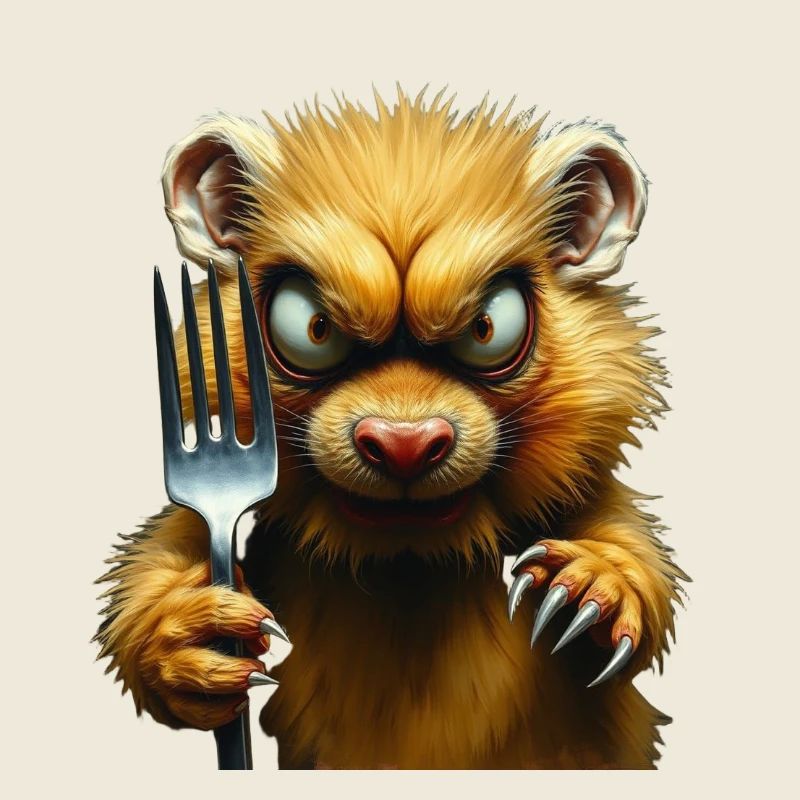 Horror-Hamster mit Gabel