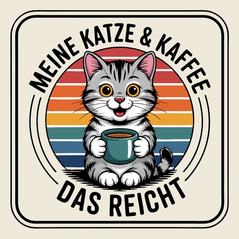 Kaffee Kätzchen im Retro Regenbogen