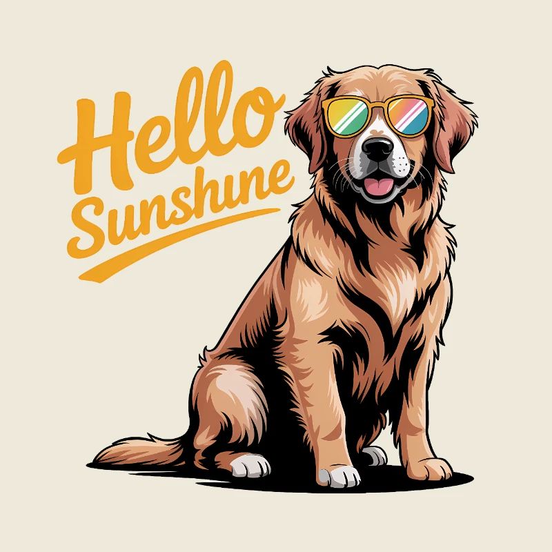 Hello Sunshine - Cooles Golden Retriever Haustier Logo