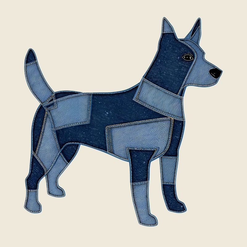 Chien en patchwork en denim